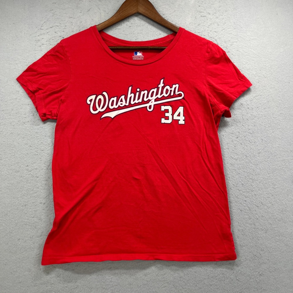 MLB Washington Nationals Bryce Harper Shirt XL Red Baseball Jersey Tee 34 Fan